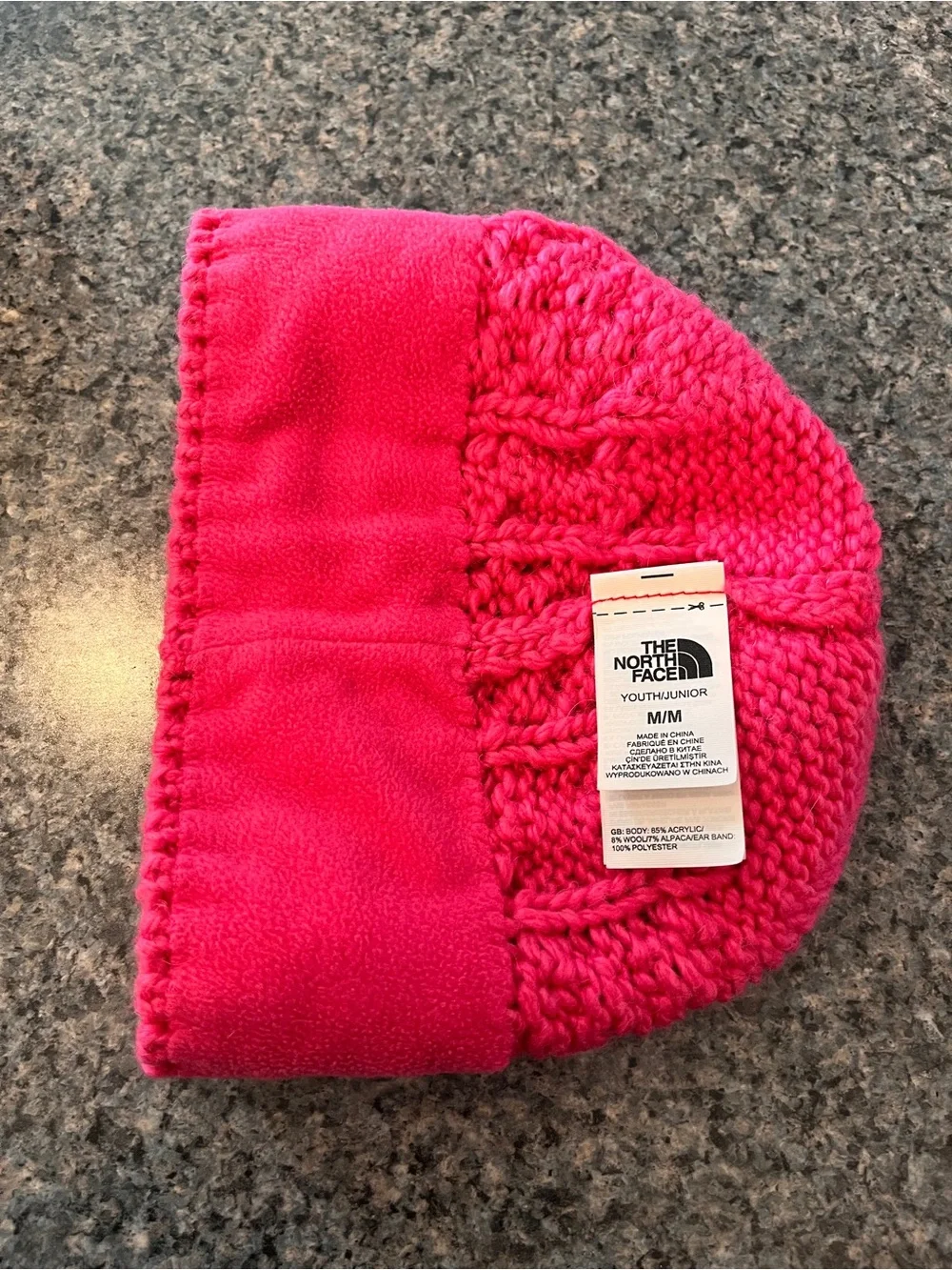 The North Face Kids Pink Cable-Knit Beanie